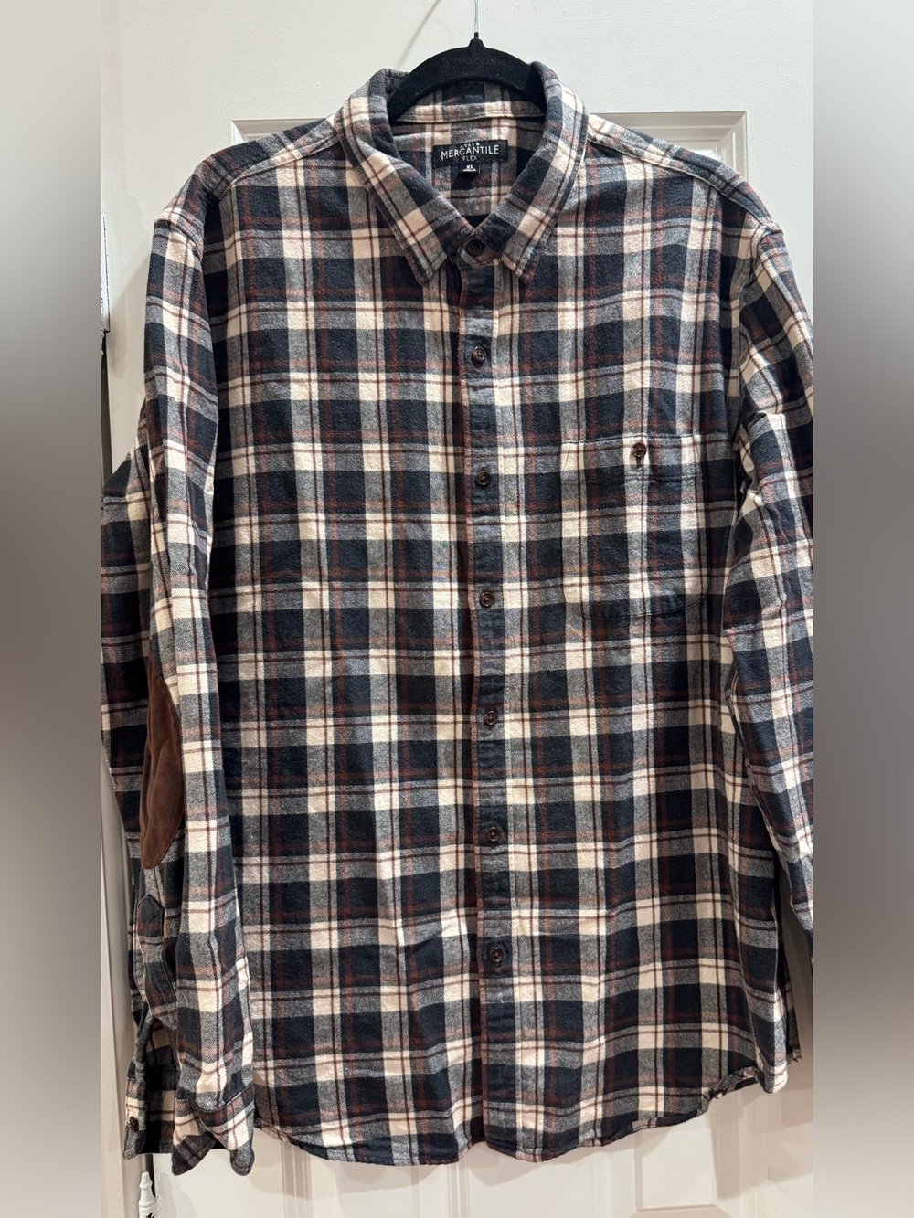 J. Crew Heavy Twill Cotton Flannel Shirt w/ Elbow Patches Sz. XL Fall Outdoors